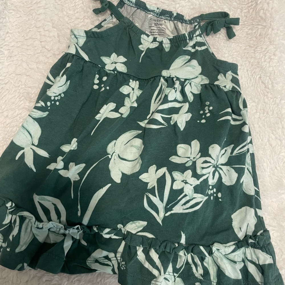 NWOT - Carter's Baby Girl 12M Green Floral Dress